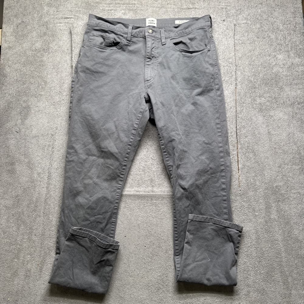 Flint and Tinder Men's Gray Slim Fit Stretch Pants 32x32 Minimalist Rugged Style